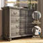Commode pour chambre à coucher, commodes et commodes à 9 tiroirs larges, commode haute avec poignées en métal richement sculptées-329659836