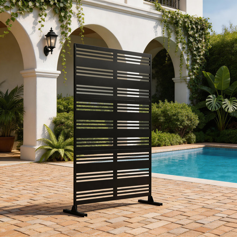 Metal Privacy Screen With Block Pattern