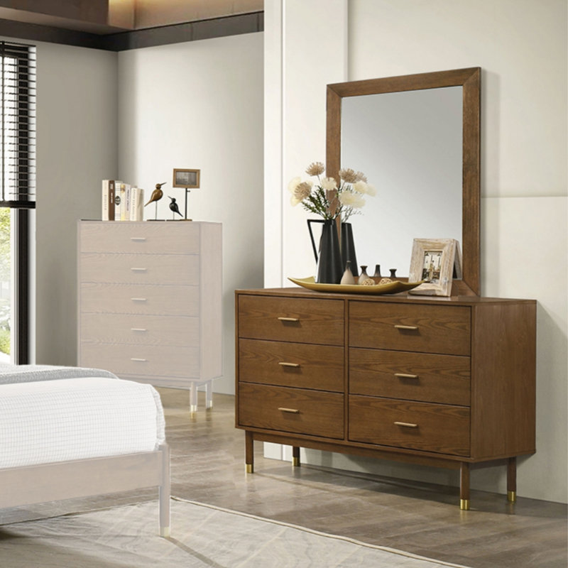 Commode 6 tiroirs avec miroir Dafydd