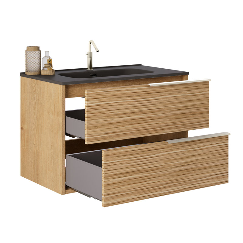 Meuble-lavabo mural simple 32 po Nora, Argent, 32" W