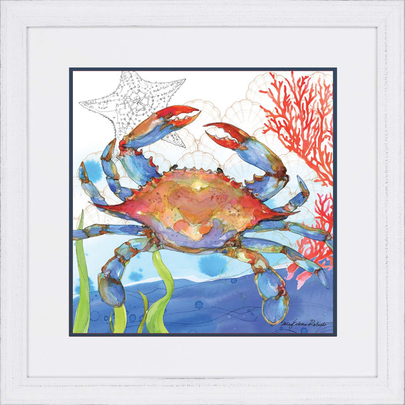 Oceana Crab White Framed Print Wall Art