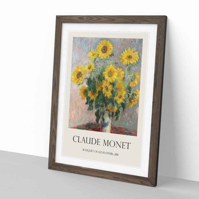 Bouquet of Sunflowers by Pierre-Auguste Renoir - Picture Frame Art Prints, 65cm H x 48cm W x 2cm D, Walnut