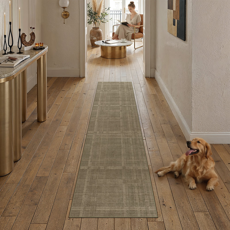 Tapis texturé CozyGrid, Marron clair, Rectangle 2 pi x 8 pi