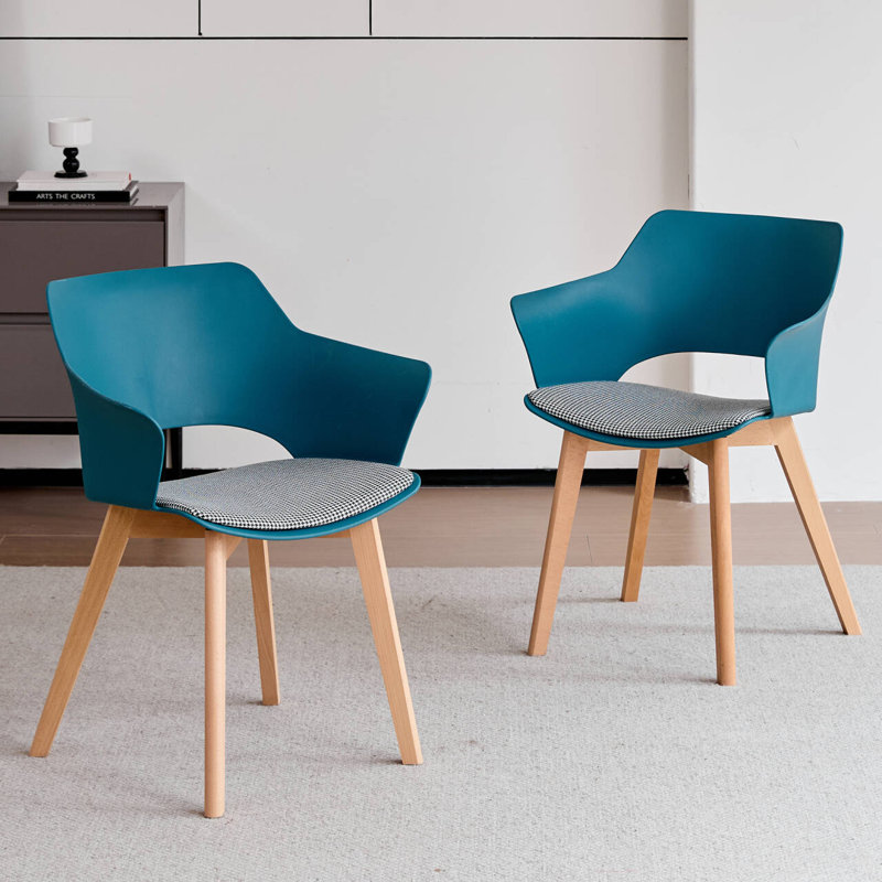 77cm H Cotton Blend Upholstered Armchair, Blue