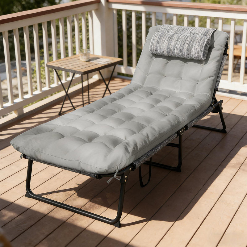 Chaise longue d'extérieur, chaise longue pliante, Gris