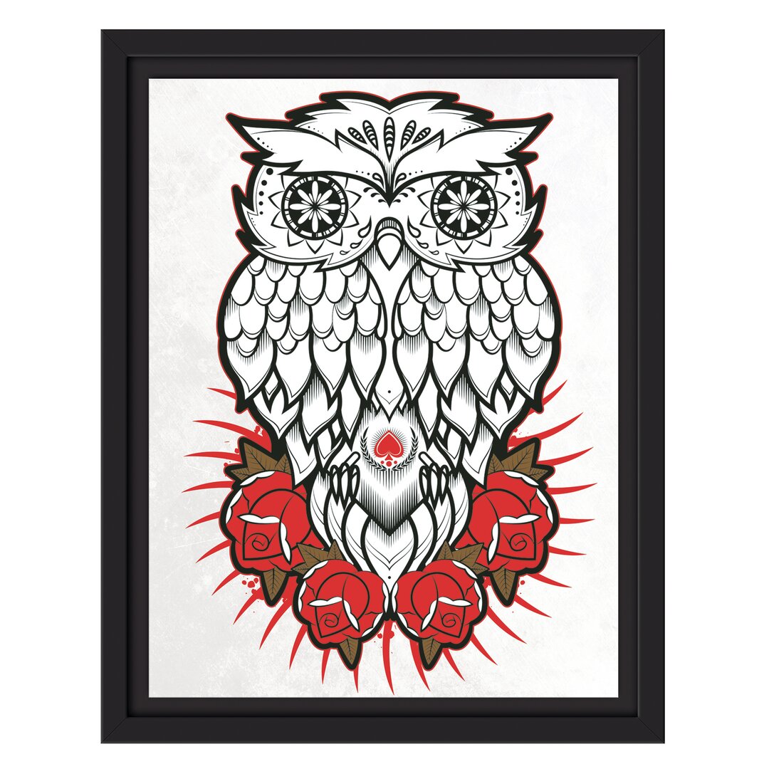 Gerahmtes Wandbild Owl white