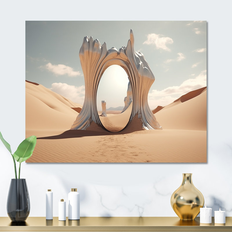 Porte vers l'espace, paysage surréel IV - surréalisme, art mural en métal, H 12 po x l 20 po x P 1 po