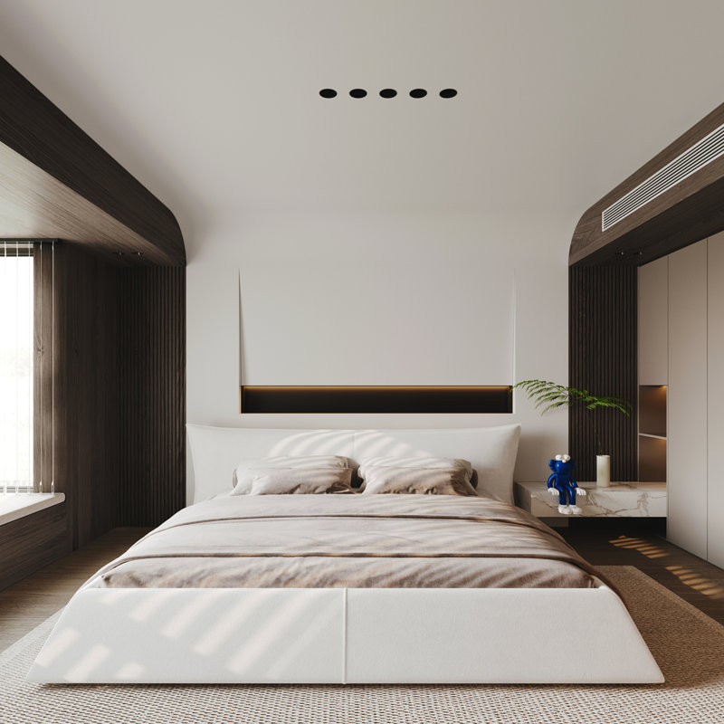 Lit plateforme tapissier en velours, Noir