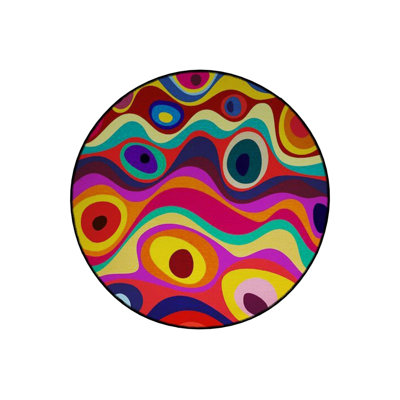 Multicolored Circles Woven Base Modern Decorative Carpet