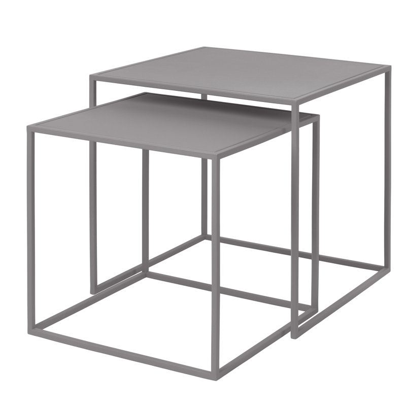 FERA Steel Frame Nesting Tables, Mourning Dove/Light Brown/Gray