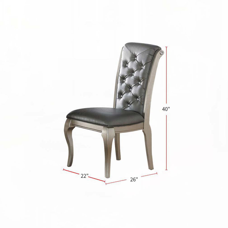 Ensemble de chaises de salle à manger rembourrées en similicuir avec dossier capitonné, 4 pieds en bois