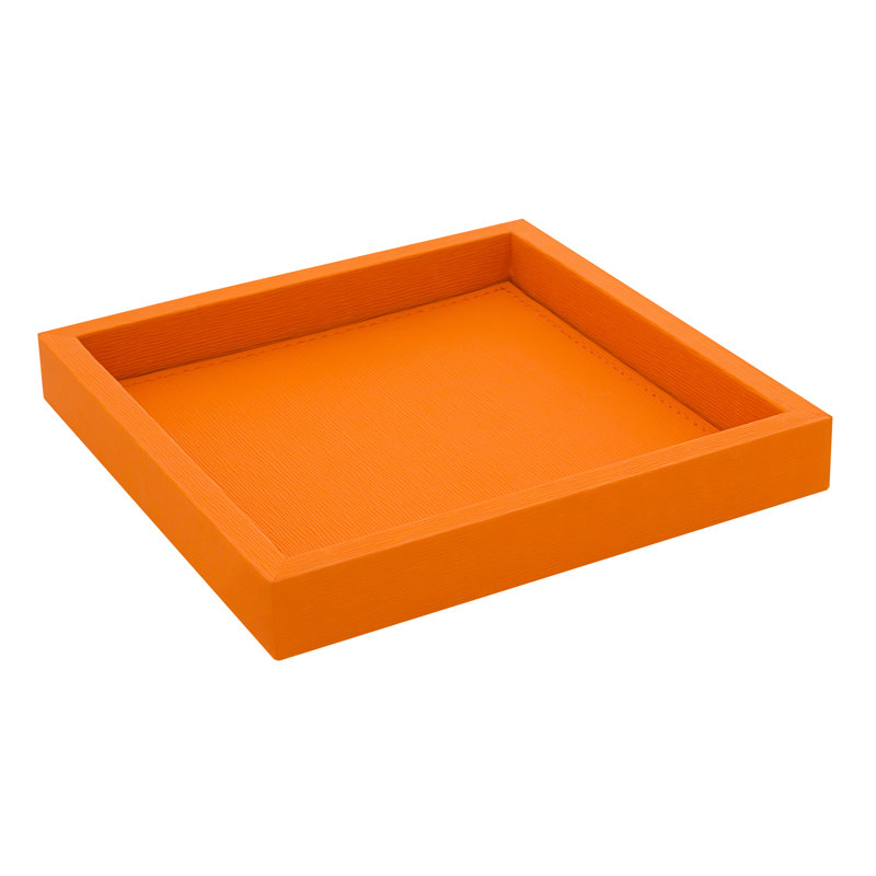 Plateau en faux cuir valet repose-pieds Maisey, Orange