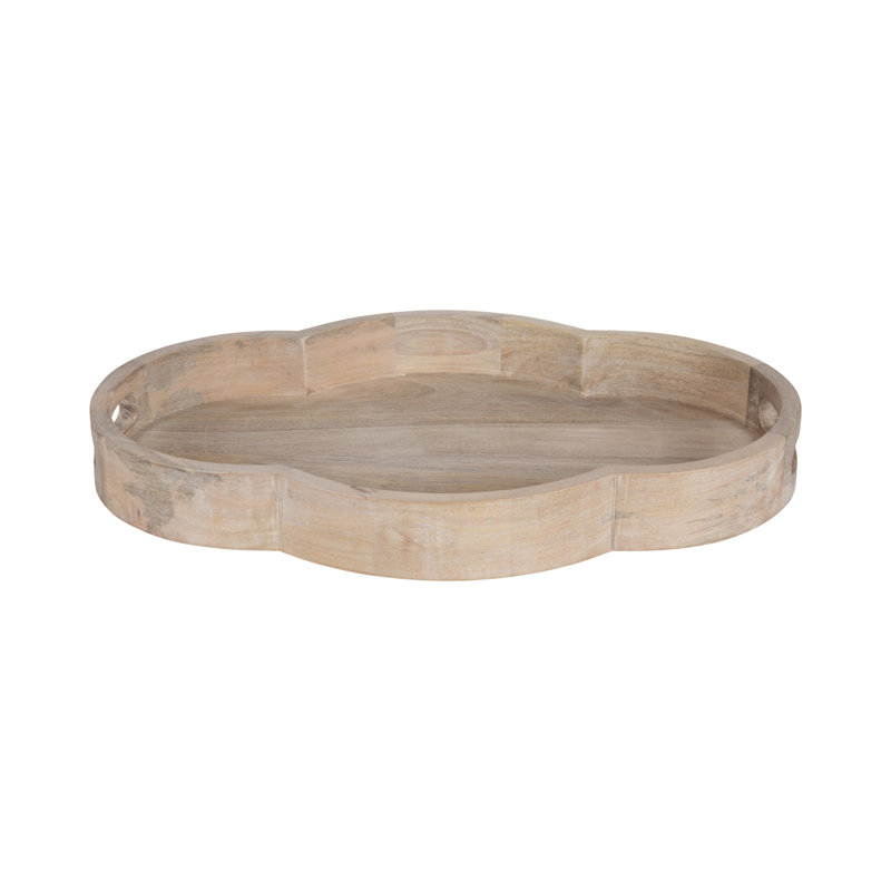 Winstead Scalloped Mango Wood Serving Tray, Brown