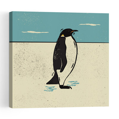 Emperor Penguin On Ice Retro Vintage Abstract Bird Penguin Nature Wildlife Wall Art Print by The Creating Mind - Print