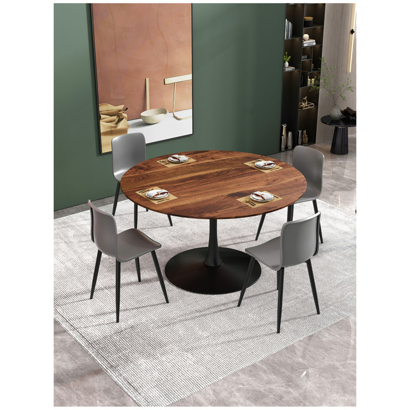 Table à manger, diamètre ROND, bois naturel, 1pc par ctn, Noir / brun, H 28,74 po x L 41,73 po x l 41,73 po