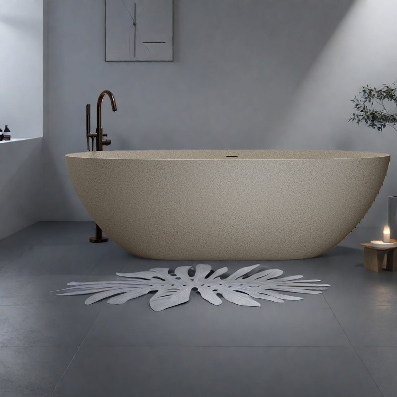 x 30.7'' Freestanding Soaking Solid Surface Bathtub
