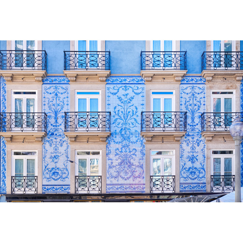 «Blue Tiles», Portugal sur toile par Mirifada, H 8 po x l 12 po x P 1,25 po