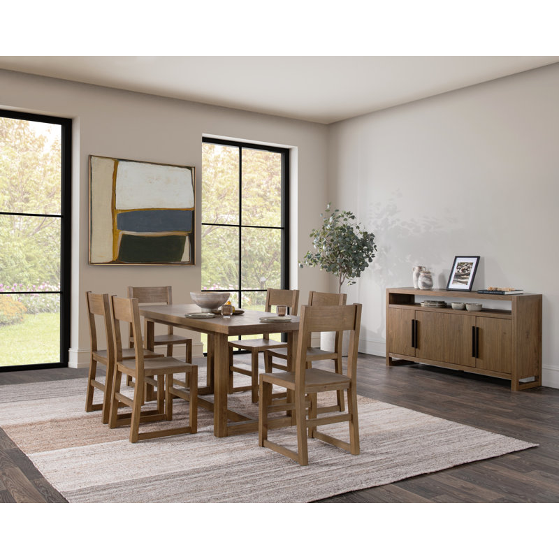 Ensemble de salle à manger en bois massif Birchview, 7 pièces : table, 6 chaises