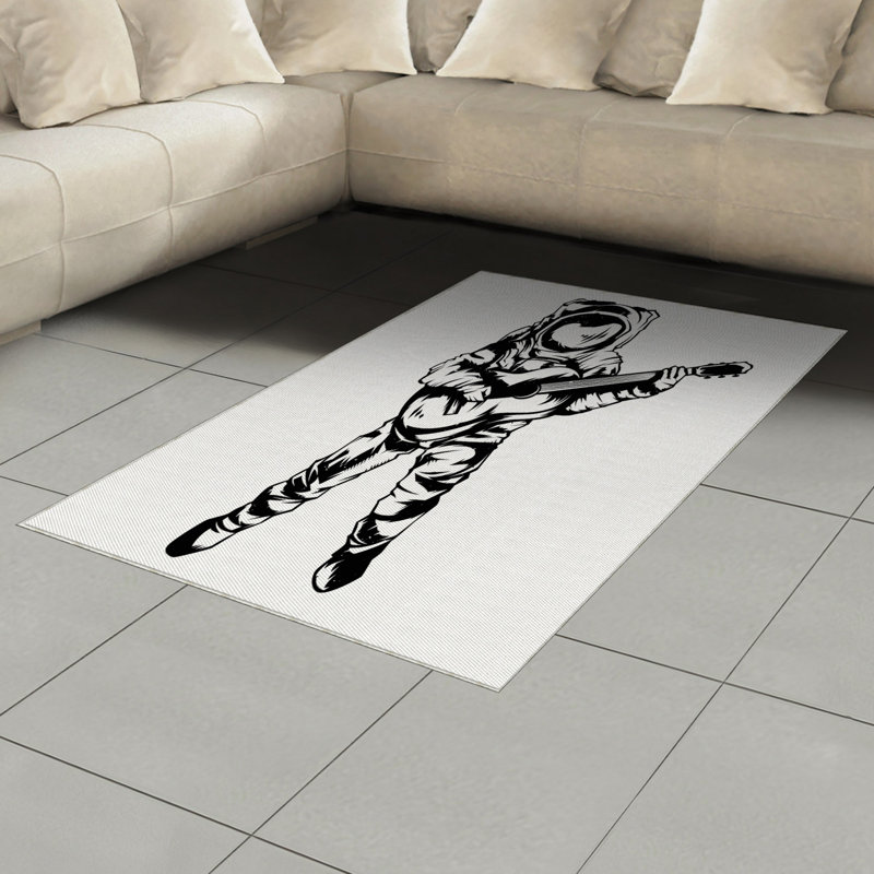 Astronaut High Density Long Fiber Poly Threads Decorative Area Rug Carpet, Rectangle 4' x 5'8"