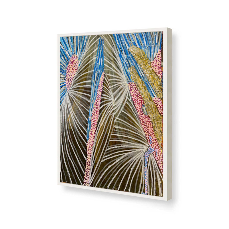 «Towering Skyward - Filifera Palms» par K'era Morgan, reproduction d'art, l 12 po x H 16 po, Impression encadrée, Blanc