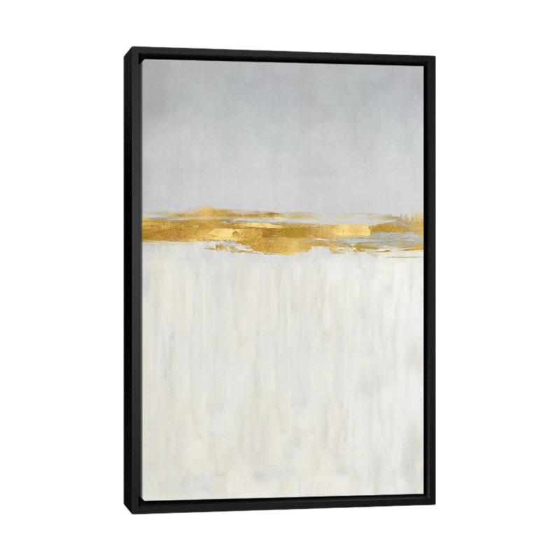 Linear Gold II - reproduction d'art murale - toile encadrée, H 26 po x l 18 po, Impression encadrée sans passe-partout, Noir