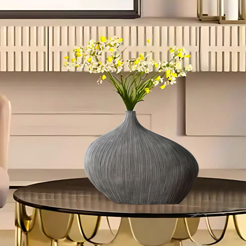 Dinovo Abstract Striped Polyresin Table Vase