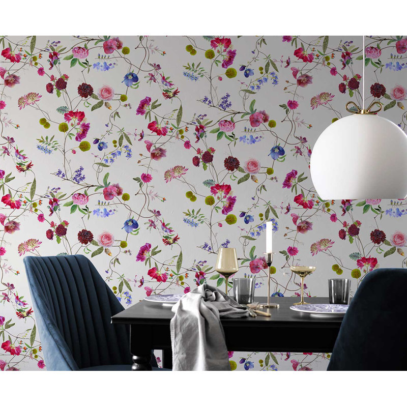 Hudgins 10m x 52cm Matte Paste the Wall Wallpaper Roll, White/Purple