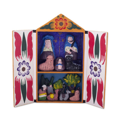 Ensemble de llamas sur le réveillon de noël en bois retablo 12 pièces