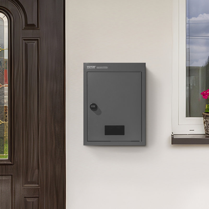 Steel Wall Mounted Mailbox, Grey