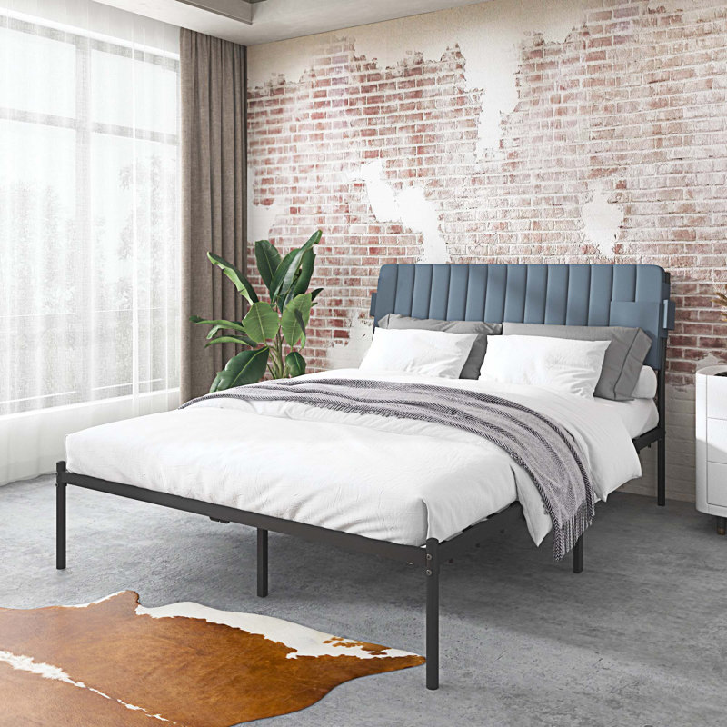 Upholstered Metal Standard Bed