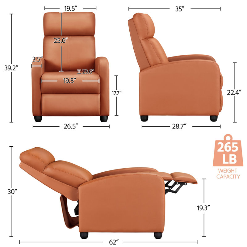 Mcghee 27" Wide Recliners, Tan Faux Leather