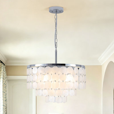 Dimmable Capiz Shell Tiered Chandelier