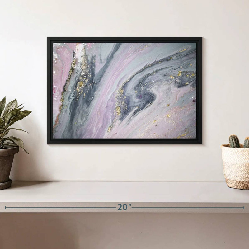 Luper rose et gris, Cadre flottant noir, 13 po x 9 po