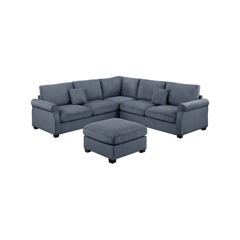 Canapé modulaire 4 pièces, Velours côtelé gris