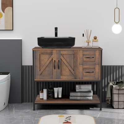 36'' Free-Standing Farmhouse Single Bathroom Vanity With Sink
