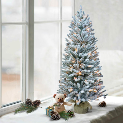 Green Fir Frosted Christmas Tree with Lights