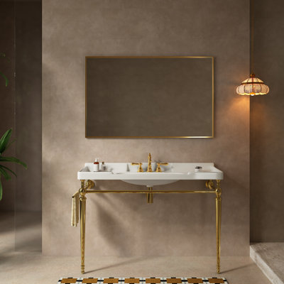 36'' Vintage Console Bathroom Sink, Freestanding Wall Mounted Single Bathroom Vanities Set With 3 Tap Holes