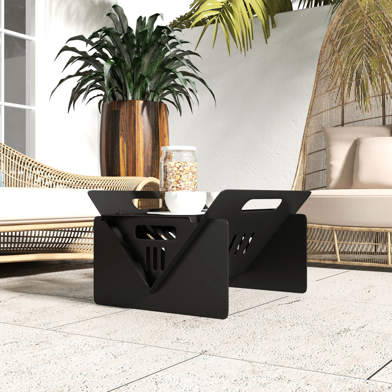 31 foyer d'extérieur pour patio, table basse avec poêle portatif, feu de bois pique-nique de camping, assemblage rapide, foyer de feu de camp noir, foyer