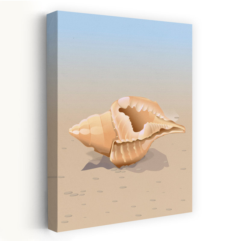 Coquillage sur fond de sable serein, abstrait et bord de mer, H 18 po x l 12 po