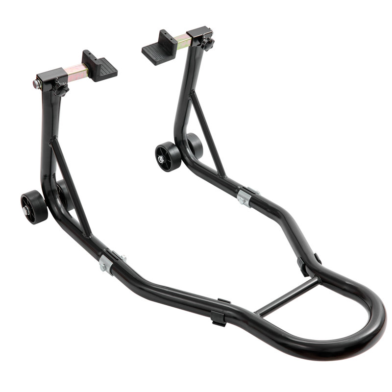 Support de roue arrière de moto, avec bobine à fourche U + L, capacité de 850 lb Support de levage de roue arrière robuste, pour Jack Suzuya, Moto, Kawasaki, noir