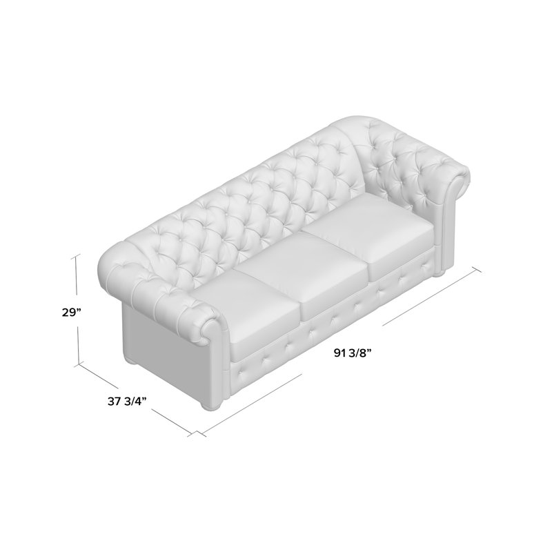 Dunn Upholstered 91.34'' Sofa, Pewter Grey Linen