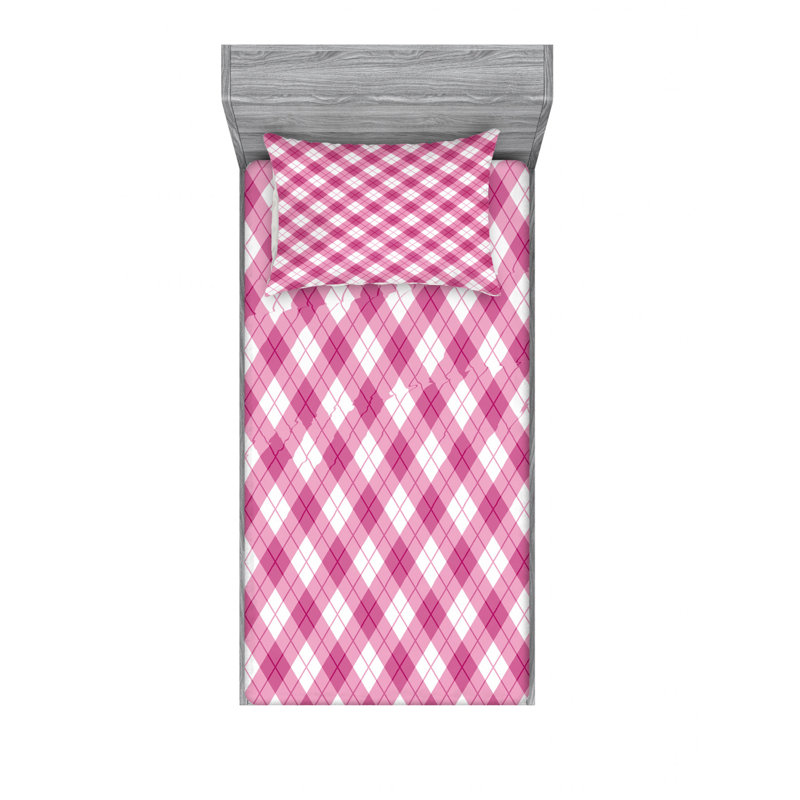 Ensemble de draps Diagonal Argyle, Ensemble de draps pour lit simple avec drap-housse