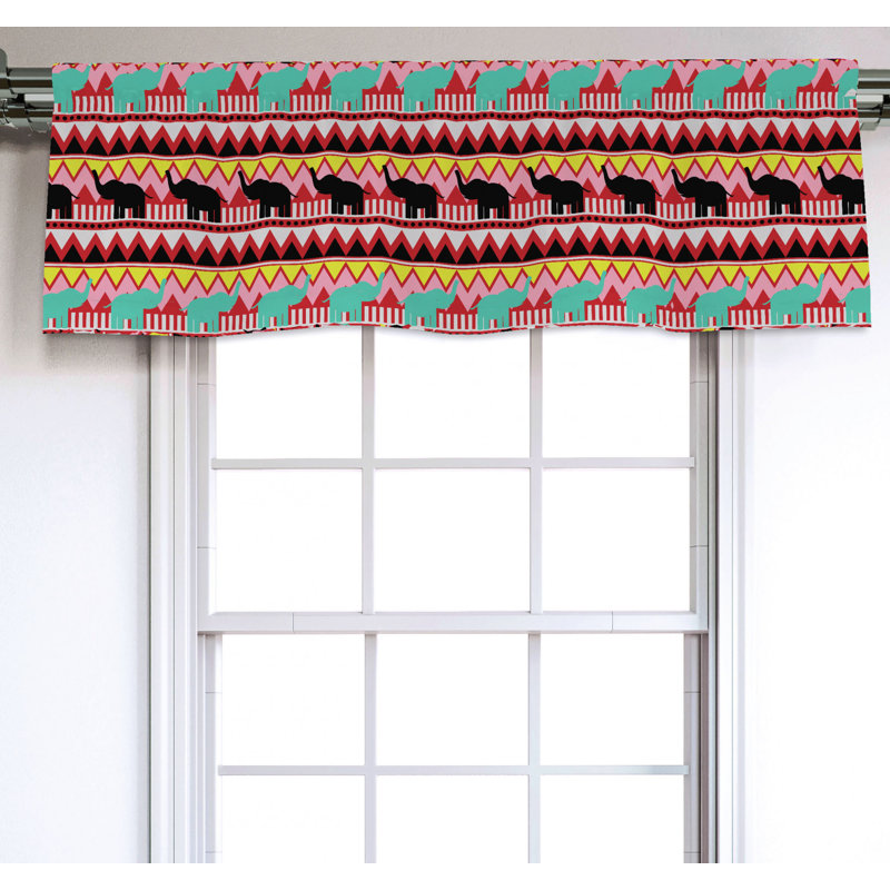 Sateen Geometric Ruffled Window Valance