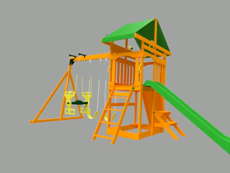 Sky View Cedar Backyard Playset with Swings and Slide