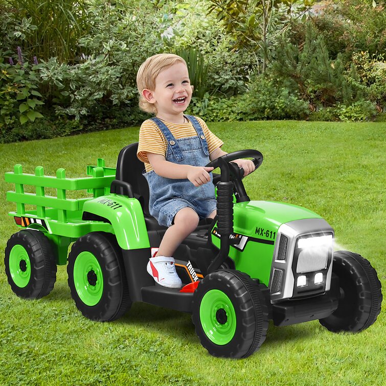 12V Ride on Tractor with 3-Gear-Shift Ground Loader for Kids 3+ Years Old -  Costway