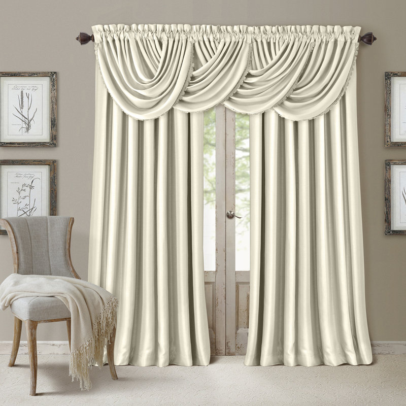 Ardmore Polyester Room Darkening Single Curtain Panel, 52" W x 84" L, Ivory