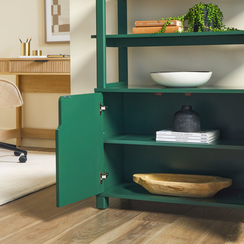 Bibliothèque de rangement en bois arquée H 72 "x l 36" Yasirah, Vert