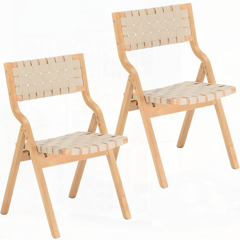 Wood Folding Chairs, Foldable Chairs Wooden Indoor Stackable Dining Chairs, Beige,Natural