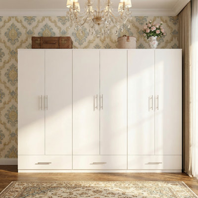 3-Piece Wooden Wardrobe With 3 Drawers