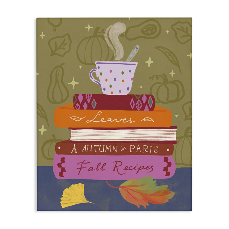 Autumnal Mug on Bookstack Canvas Wall Art by Be Ni La, 20" H x 16" W